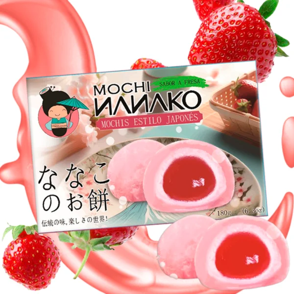 Mochi Nanako estilo japonés - sabor a fresa